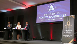 The Republican U.S. Senate candidate forum, co-hosted by City Elders and The Family Foundation, was held at Victory Worship Center on June 26. From left, David Williams, Kim Farington and Bert Mizusawa.